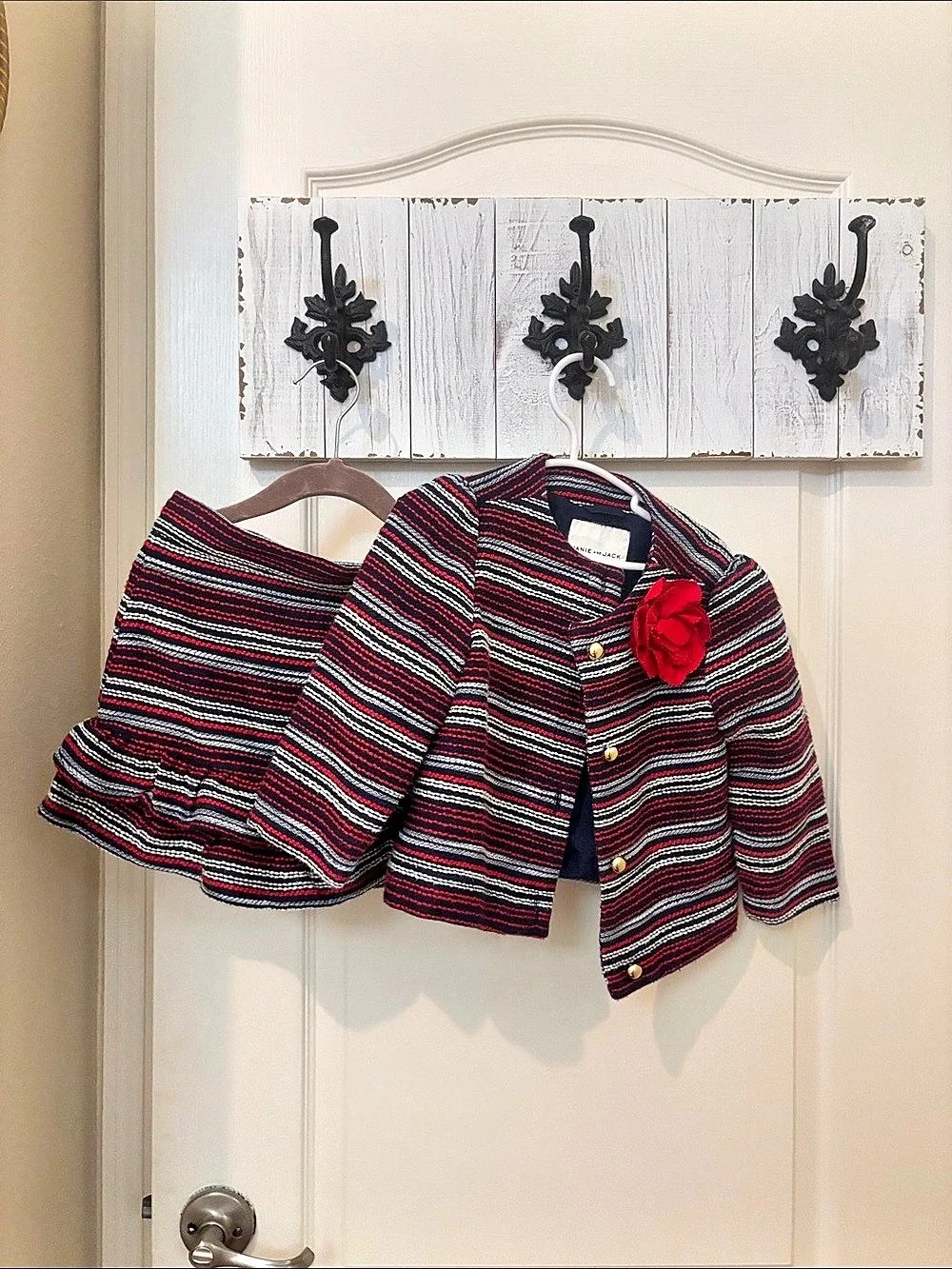 Janie and Jack Girls Size 6 Striped Jacket & Ruffle skirt 6t